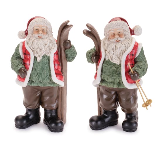 Melrose 9.75" Santa Claus Figurines with Skis Set